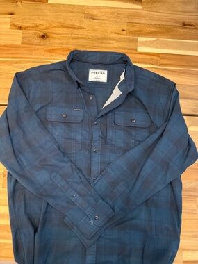 Poncho Men's Blue Plaid Button-Down Shirt